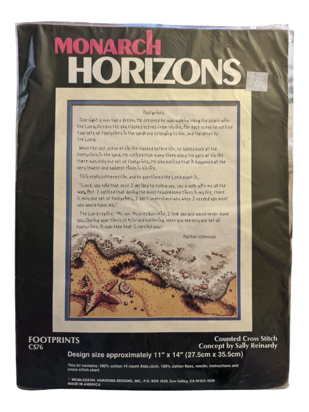 Vintage Monarch Horizons Footprints CS76 Counted Cross Stitch Kit Sealed USA